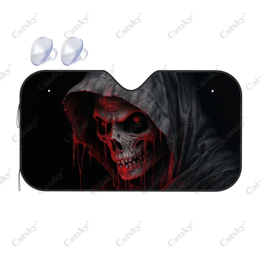 

Horror Smokey Dark Skull Car Windshield Sunshade, Front Auto Car Windshield Sun Shade Blocks Uv Rays Sun Visor Protector