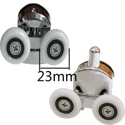 4pcs Double Wheel Sliding Shower Screen Door Roller Top And Bottom 23mm Zinc Alloy Pulleys Bathroom Replacement Accessories Tool