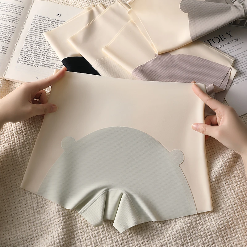 Niedliche Bären-Unterwäsche für Damen, Damen-Boxershorts aus Eisseide, Übergröße, kurze Sicherheitshosen, Shorts unter dem Rock, Sommerhöschen – Detail 11