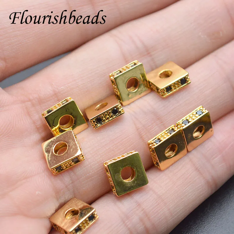 Beads Jewelry Square Metal, Metal Beads 8mm Square Gold