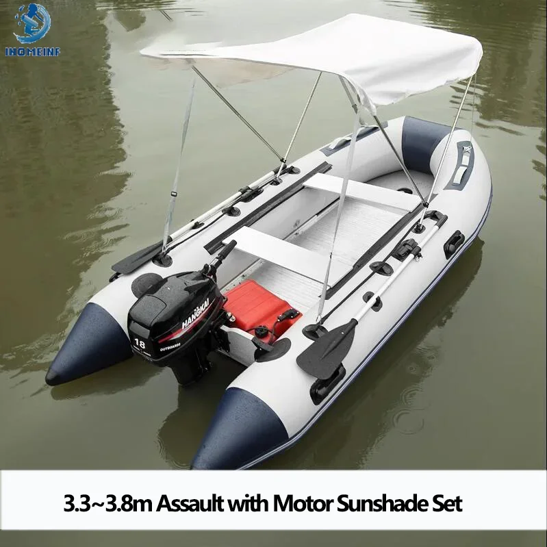 5-6 Person Assault Boats With Aluminum Floor 3.8m PVC Anti-collision Fishing Inflatable Rowing Boat Speed Raft Accessories 1