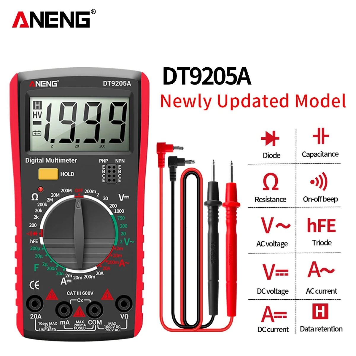 Digital Multimeter Multimeter Tester ANENG DT9205A Digital True RMS Professional Multimeter for AC/DC Current Tester