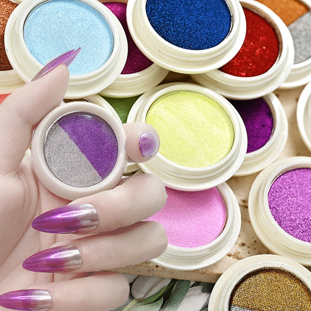 Specchio Per Unghie Magico Bicolore Glitter Powder Holographics Laser Aurora Solid Mirror Chrome Powder Uv Gel Polish Pigment & * &