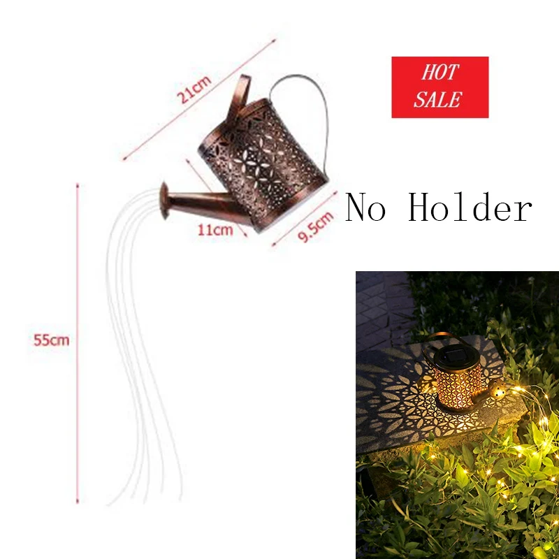 Watering Can Hanging Solar Powered Lantern Outdoor Garden Art Light LED Decor Metal Waterfall String Lights for Patio Yard Pathw solar lights Solar Lamps
