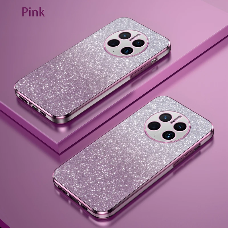Luxury Gradient Glitter Silicone Back Cover with Plating Finish