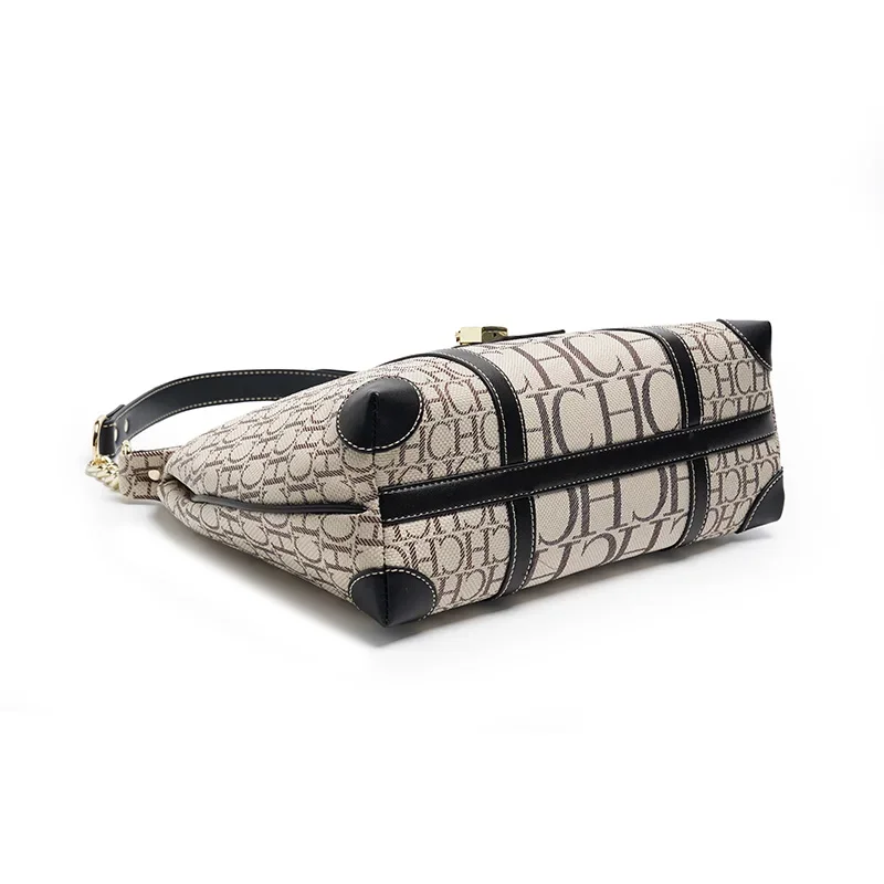 حقيبة يد عصرية للسيدات، بتصميم مطبوع عليه أحرف، بن...