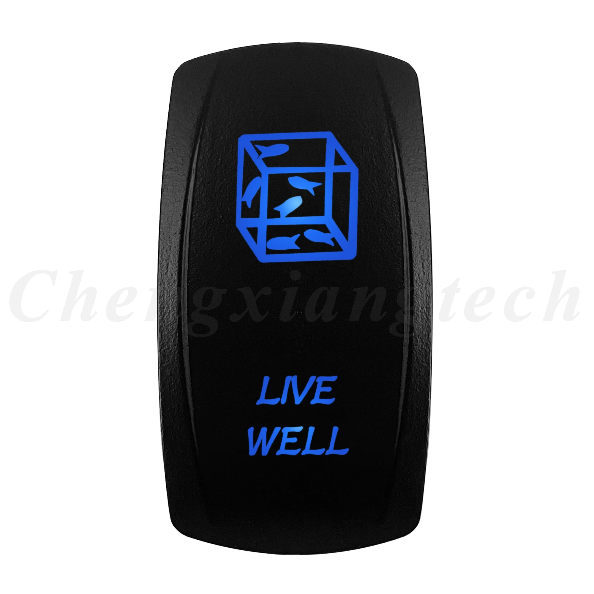 12V 20A Blue LED Waterproof Laser Rocker Switch - IP68 Rated