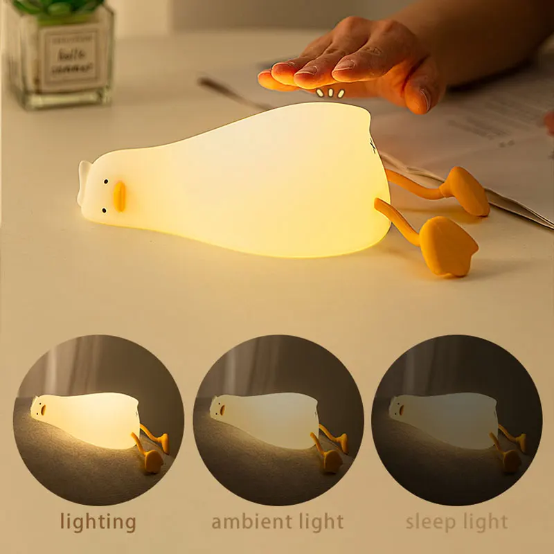 USB Rechargeable Table Lamp Duck Silicone Sleep Lamp Mood Light Bedside for Room Decoration Creative Gift Children Night Light 2