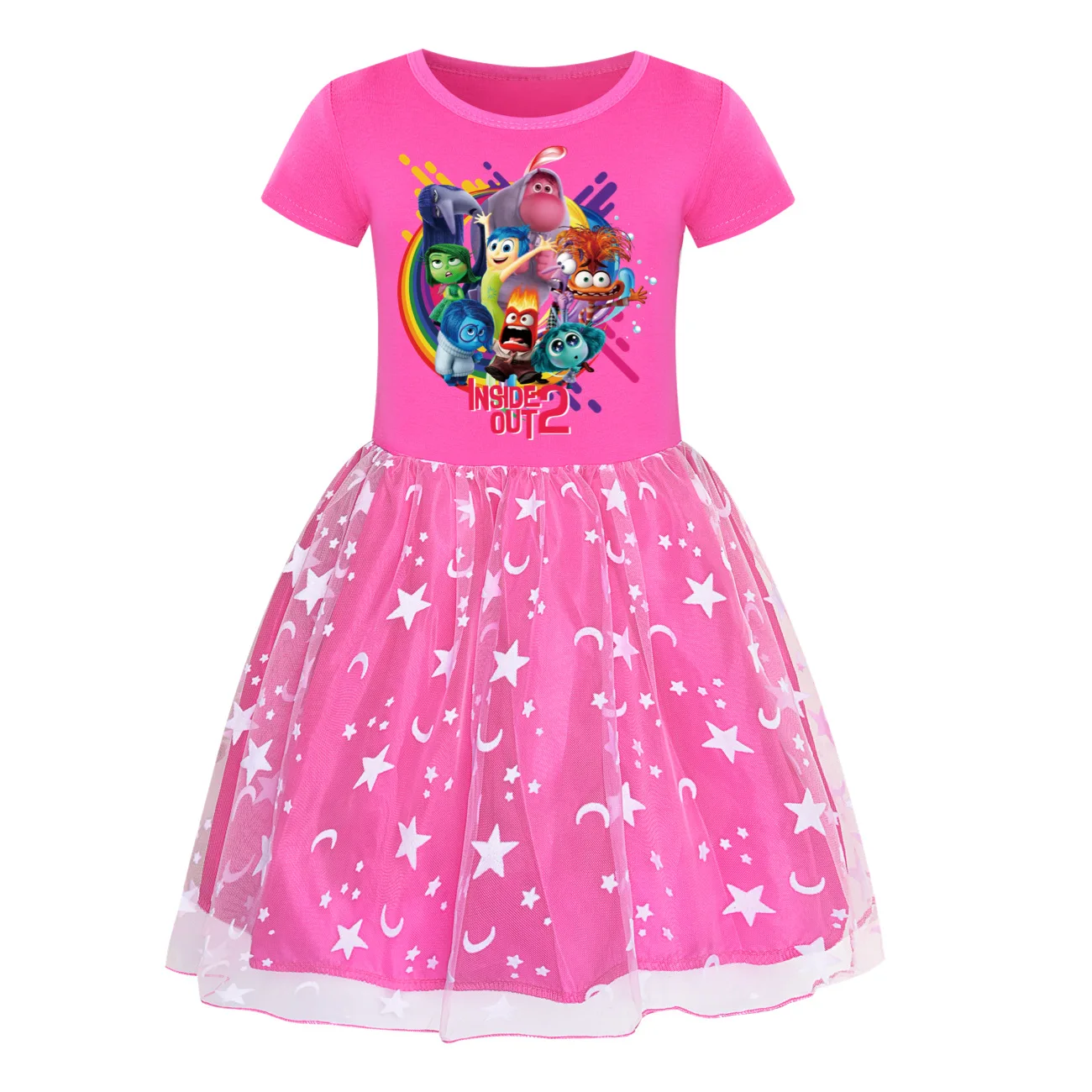 Kids Girls Dress Inside Out 2 Summer Cartoon Joy Disgust Lace Princess Vestido Dress Casual Clothes Children Birthday Party Sets