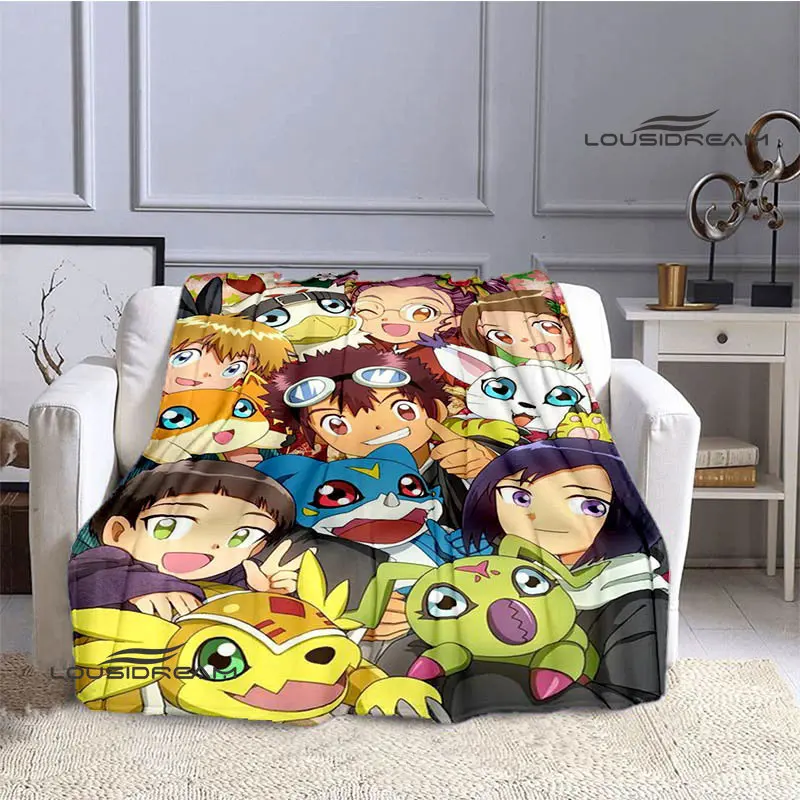 Digimon cartoon Printing blanket Flange Warm blanket picnic blanket Home travel blanket bed linings Birthday Gift 3