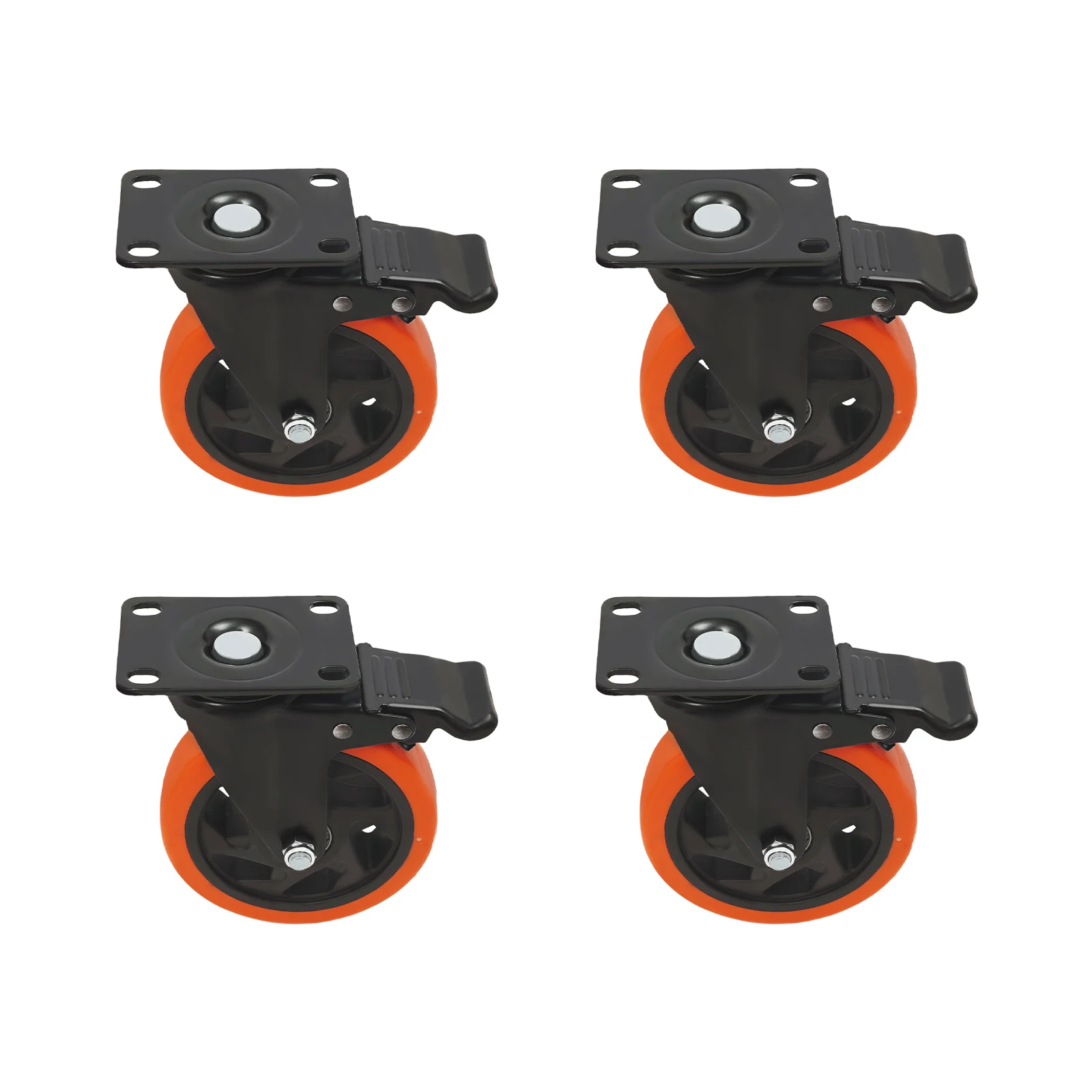 Robuste Industrierollen, 4er-Pack – 5-Zoll-Rollen mit Bremsen, Industrierollensatz Schwerlas Trollen 100 kg/je – Detail 8