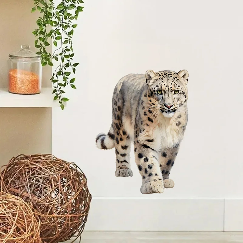 Snow Leopar Wall Sticker Water-proof & UV-resistant Decal Used for Wall Bathroom Cabinet Door Toilet Lid Car Laptop QT11