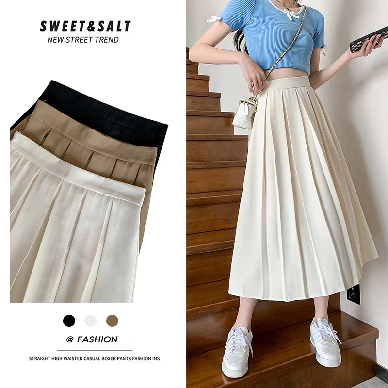 

Женский костюм с плиссированной юбкой, летняя тонкая трапециевидная юбка с высокой талией, облегающая юбка с зонтиком, новинка 2023