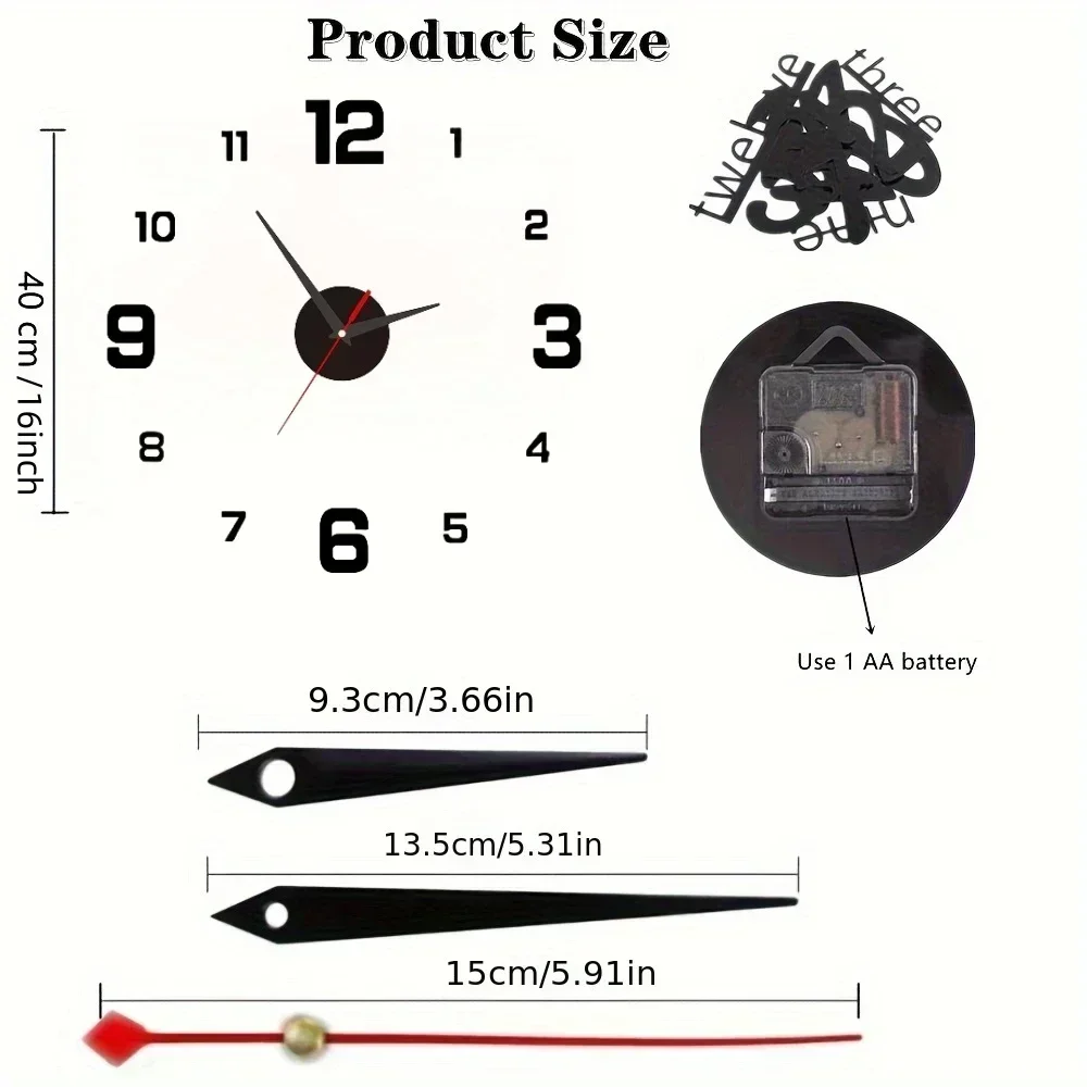 Wall Clock Wall Clock Sticker Mirror Clock Face New Modern Design Large Wall Clock 3D DIY Quartz Clocks Fashion Watches Acrylic Mirror Stickers Living Room Home Decor