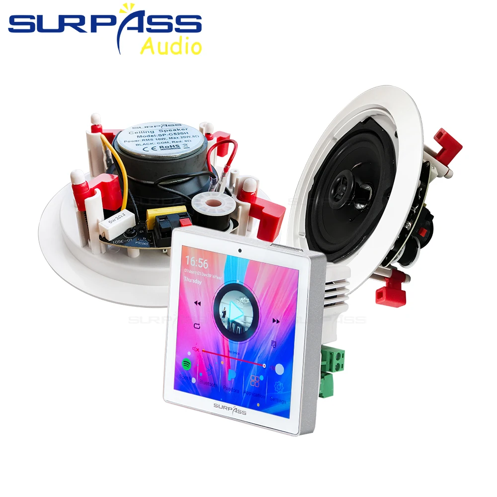 Home Cinema Theater Android WiFi Blue Tooth USB TF Audio In Wall Amplifier Touch Screen Controller With Headphones