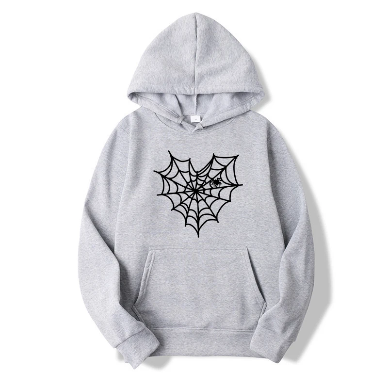 Felpe Con Cappuccio Uomo Donna Spider Web Pattern Print Primavera Autunno Moda Casual Pocket Lover Coppia Streetwear Felpe Unisex S-4Xl