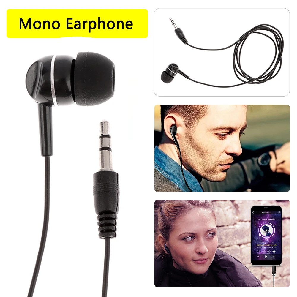 

Single Side Earphone Mono Earbuds in Ear Noise Isolating Headphone 3.5mm Plug Reinforced Cord for Android Phone MP3 Players