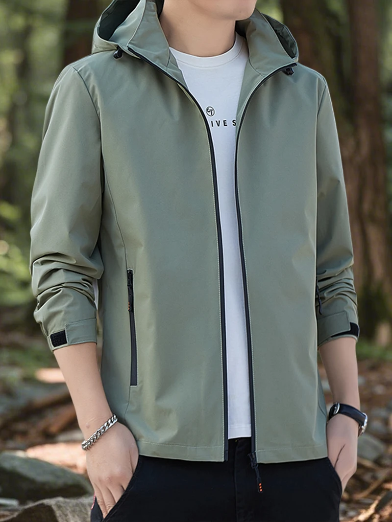 Men's Jackets Outdoor Waterproof Softshell Jacket Hood Men Hiking Camping Outerwear Lightweight Coats Spring and Autumn Hiking Jackets Waterproof Hiking Jackets Waterproof Jacket Waterproof Coats Softshell Jackets