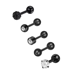 Heart Tragus and Cartilage Piercing Stud Earring Set - 5 - Piece Collection (5PCS Set)