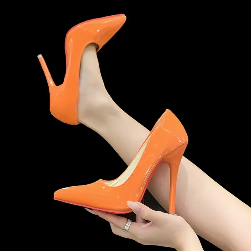 Big Size35-50 Women Pumps Lady Patent Leather High Thin Heel Shoes Office Nightclub Banquet Stiletto Shoes Cross Dressing Shoes 2