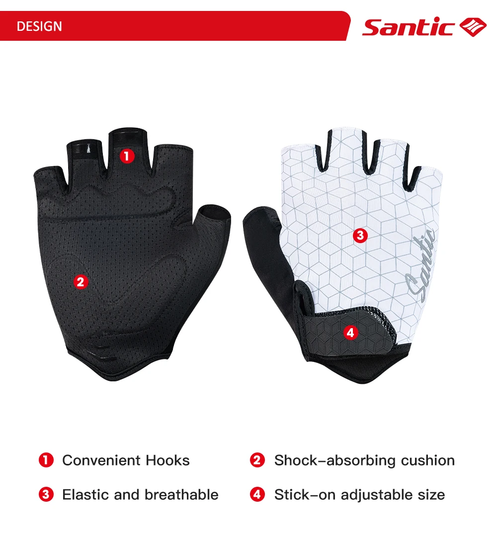 Santic Sommer-Fahrradhandschuhe, atmungsaktiv, verschleißfest, reflektierend, stoßdämpfend, kurze Finger, TZ25P218 – Detail 3