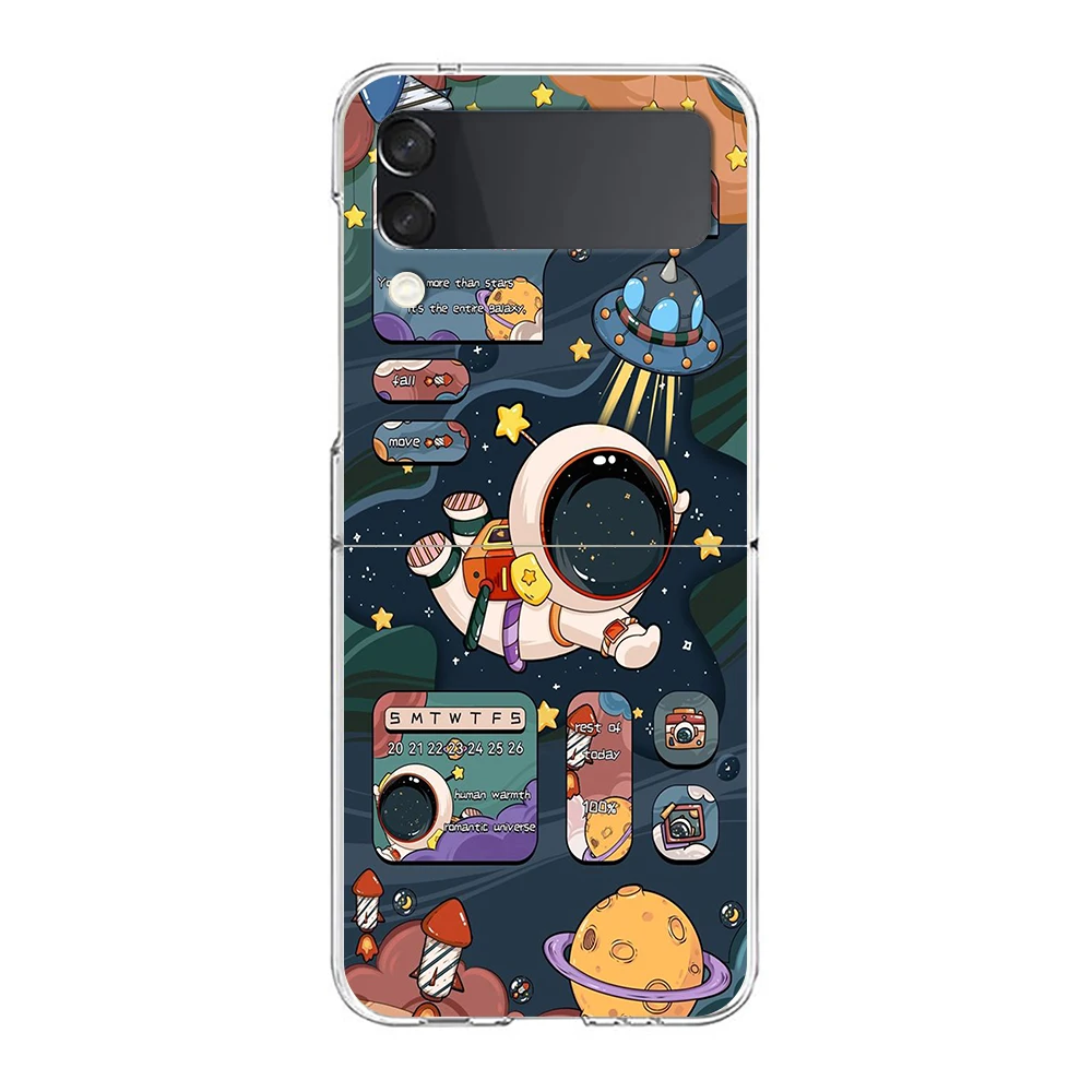 Hallo Astronaut Hard PC Handy hülle für Samsung Galaxy Z Flip 5 4 3 transparente Abdeckung für Galaxy Z Flip 6 faltbare stoß feste Tasche – Detail 8