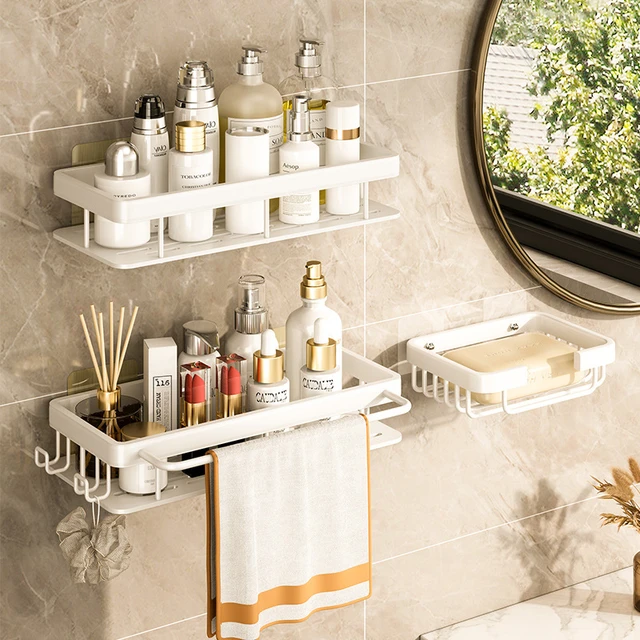 Bathroom Shelf No Drill Bath Shower Shelf White Bathroom Shampoo