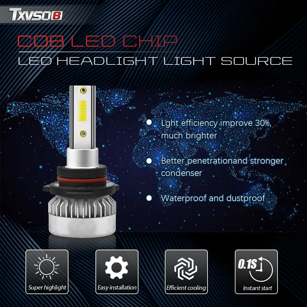 자동차 운전 전구, 매우 밝은 LED 헤드라이트, 백색 조명, 9006/HB4, 110W, 6000K, 자동차 조명, 자동차 액세서리