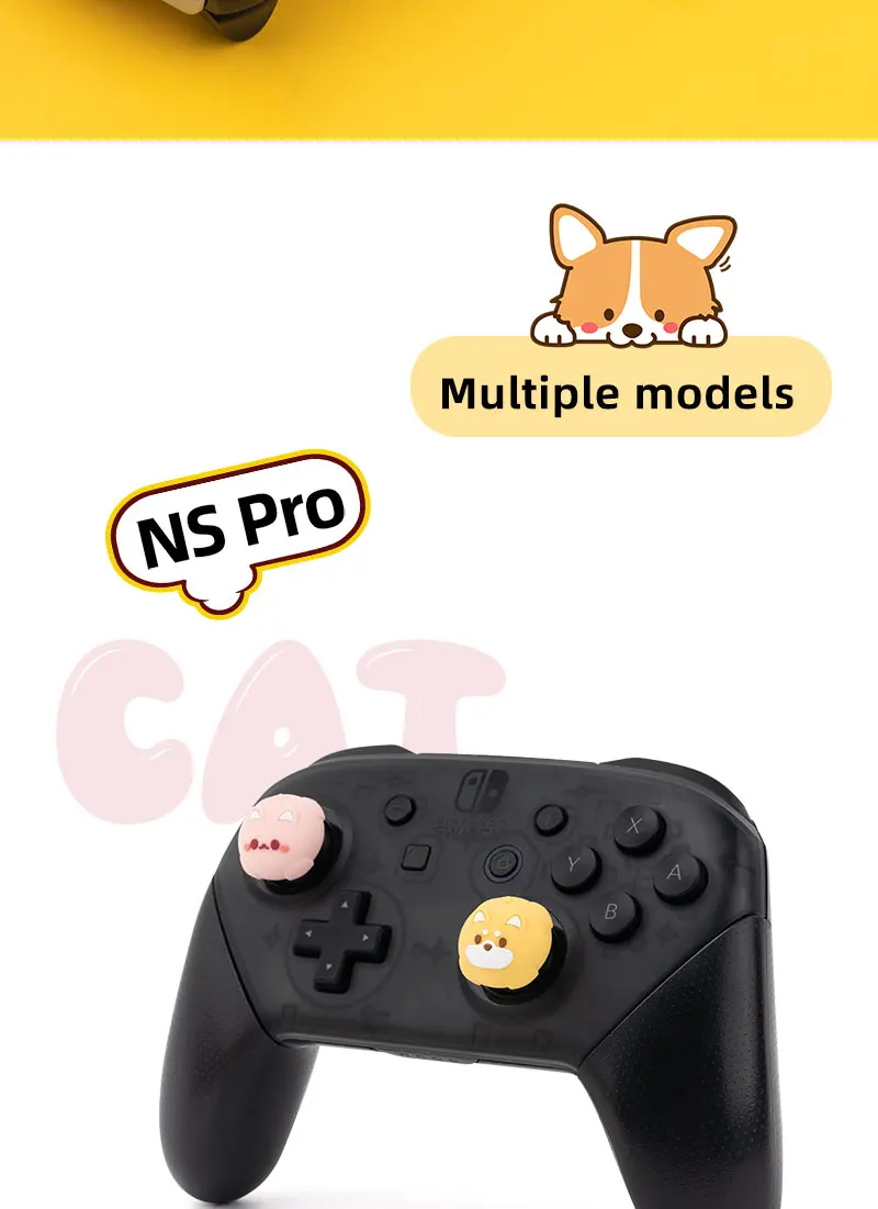 New Silicone Jon Con Thunb Grip Caps For PS4 PS5 Cute Dog Cat Joystick Caps For NS Pro Cover Analog Thumb Stick Grips