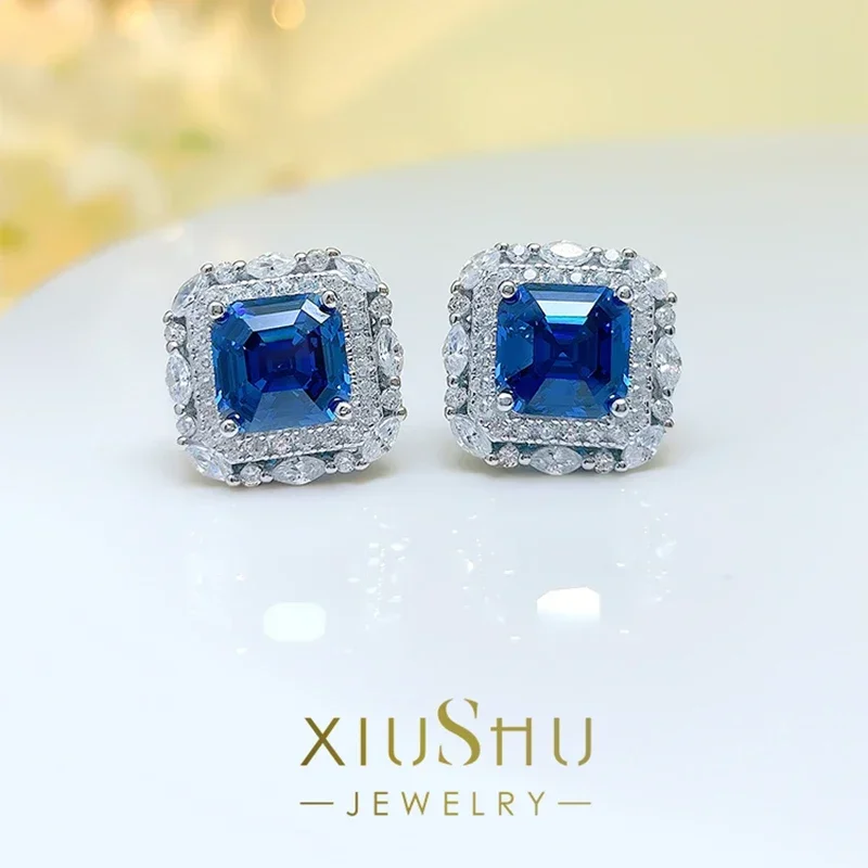 

925 Sterling Silver Fashion Celebrity Style Simple Earstuds Inlaid with Imported High Carbon Diamonds for Wedding