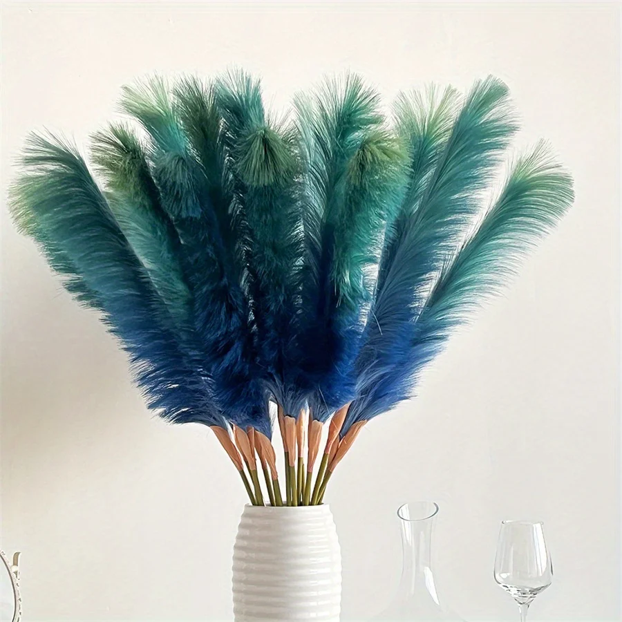 

4pcs 31.5inch Fluffy Faux Pampas Grass Table Vase Decoration Large Dried Flower Bouquet Home Bedroom Living Room Wedding Decor S