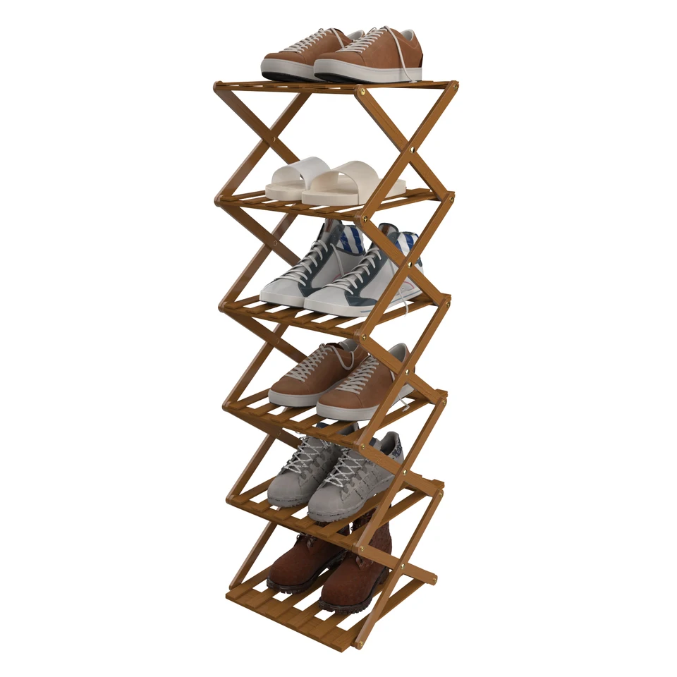 Foldable Bamboo Shoe Rack for Small Spaces