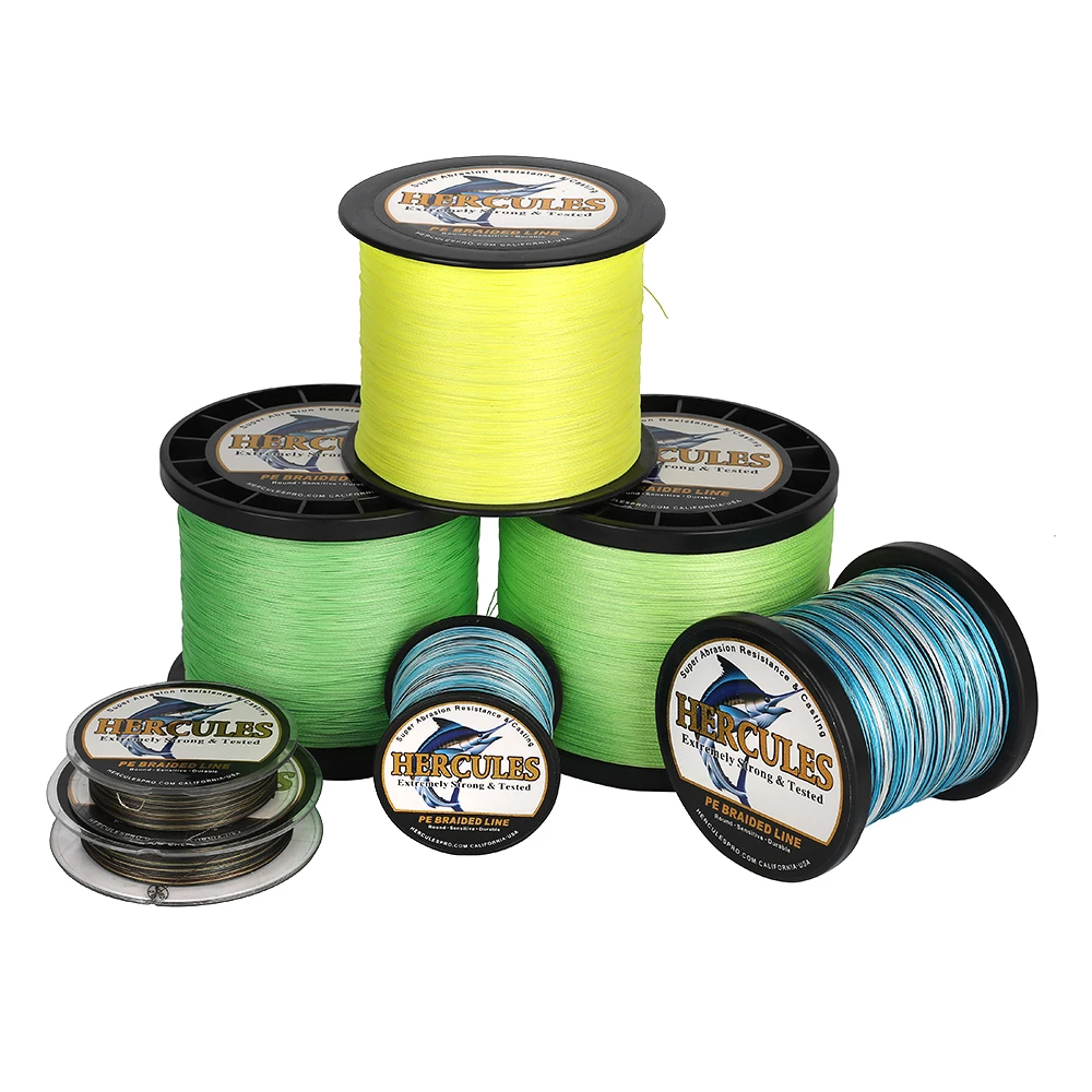 Hercules  Fishing Line 4 Strands Braided 1000M Saltwater 6LB 8LB 40LB 50LB 80LB100LB PE Wire  Camo Multifilament Smooth 4