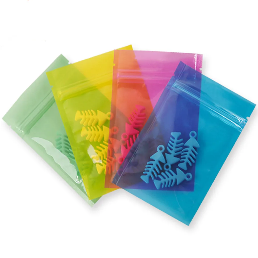 

100Pcs Cute Jewelry Earrings Packaging Bag Colorful Plastic Transparent Zip Lock Pouches for Powder Bag