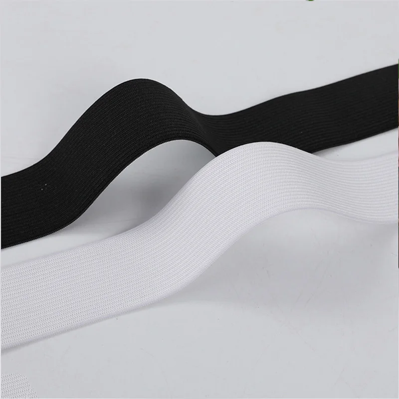 Multi-size Black And White Crochet Elastic Band High Elastic Latex Knitted Waistband Elastic Band  Rubber Band Sewing Accessorie