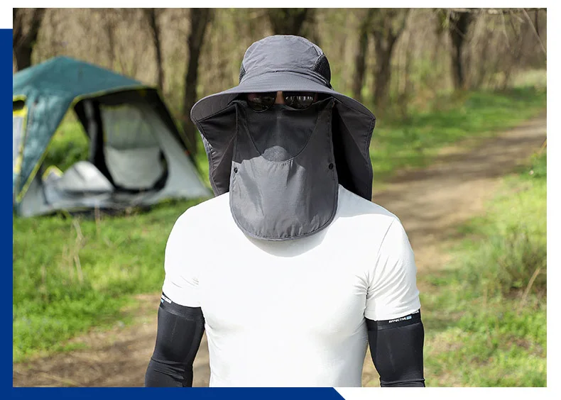 60-65cm Big Head Unisex Men  Women Fisherman Hat Fat Man Big Number Neck Protector Face Shading Sunscreen Hat Leisure Travel Hat 2
