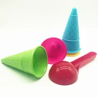 5 Pcs Ice Cream Cone Scoop Set Childern Beach Toy Egg Roll Plastic Toys Cup Kids 2