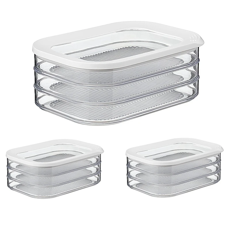 

3PCS 1.6L With 3 Tier Meat Pieces Storage Box Airtight Lid Dishwasher Safe 3Layer Crisper, Durable Fine Workmanship