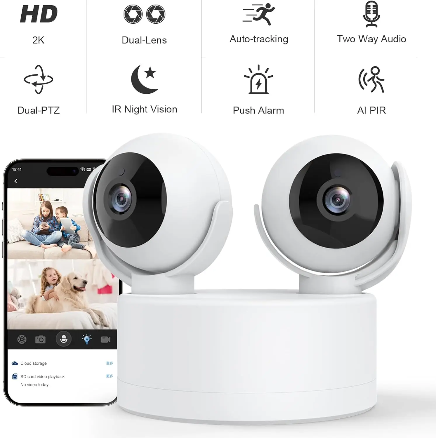 

Dual Lens 4MP WiFi Camera CCTV IP Security Cam Two-Way Voice Smart Human Detection infrared night vision