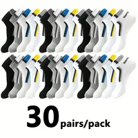 30 paires de chaussettes en maille pour hommes, courtes et décontractées, respirantes, bloc de couleur, chaussettes de sport, absorbent la sueur de la cheville 1