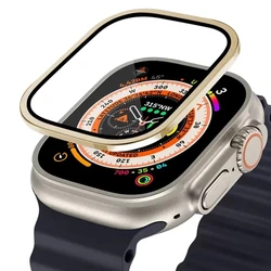 Premium Aluminum Alloy Protective Case with Tempered Glass for Smartwatch - Scratch - proof Cover 49mm (Gold)