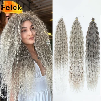 Ariel Curls Hair Water Wave Twist Crochet Hair Afrooki Synthetic Afro Curls Ombre Blonde Pink Deep Wave Braiding Hair Extensions 1