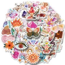 

10/30/50 Pcs Cartoon bohemian Art style crystal flowers Stickers For Phone Luggage Laptop Guitar DIY Sticker Party Gift