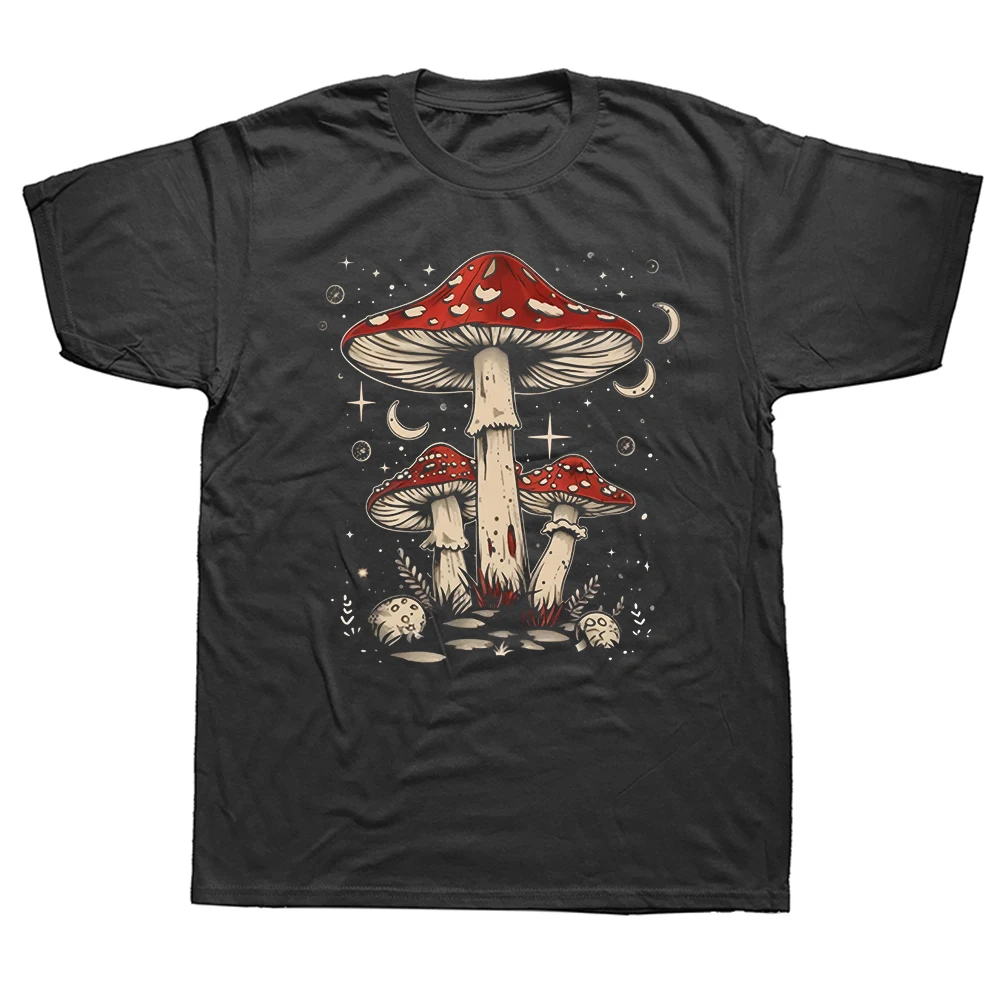 Retro Pilz T-Shirt Natur T-Shirt Pilz-Shirt Grafik-Bedrucktes T-Shirt für Männer und Frauen Modisches Baumwoll-Tee-Top
