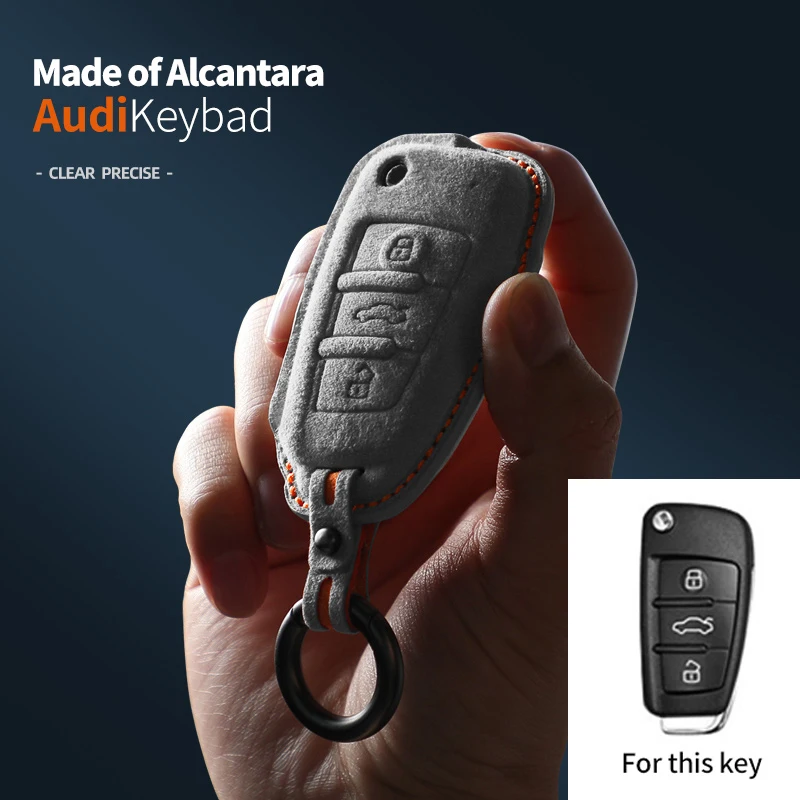 

Car Remote Key Case Cover Shell For Audi A4 B9 A5 A6 8S 8W Q5 Q7 S4 S5 S7 TT TTS TFSI RS Alcantara Keycase Protect Fob Keyless