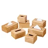 European-style Bamboo Tissue Box Square Rectangular Paper Box Restaurant Hotel Wooden Storage Box Living Room Decoration 1