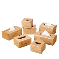 European-style Bamboo Tissue Box Square Rectangular Paper Box Restaurant Hotel Wooden Storage Box Living Room Decoration 1