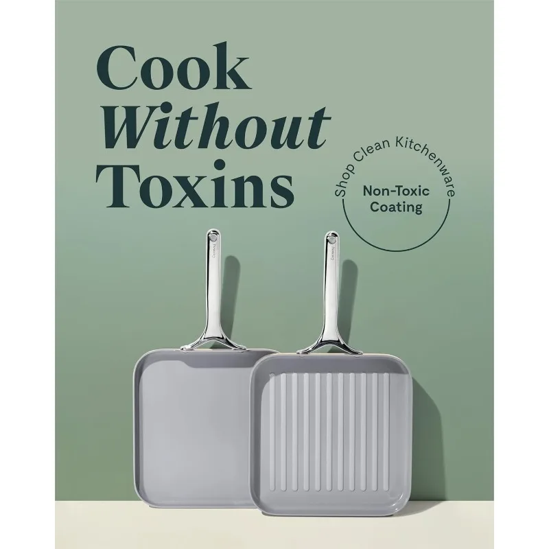 Caraway Griddle Pan & Grill Pan Duo-Non-Stick Ceramic Coated-Non Toxic, PTFE & PFOA Free