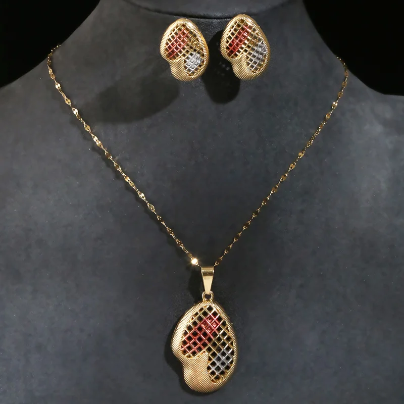 Fashion Simple Trendy Vintage Jewelry Set For Women Geometric Pendant Necklace Earrings Sets Jewelry - 6