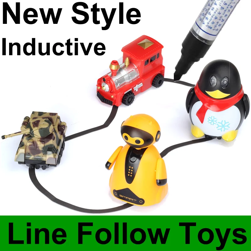 magical track toys inductive tank car following by line you draw model car robot penguin intelligence